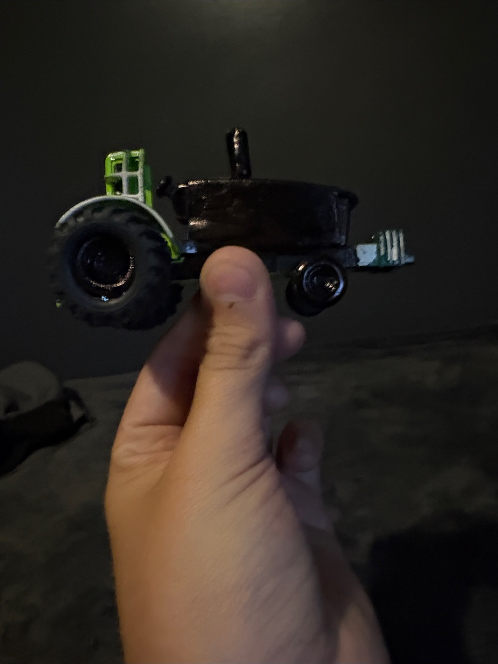 Toy Tractor Pullback Vehicle in Black and Green